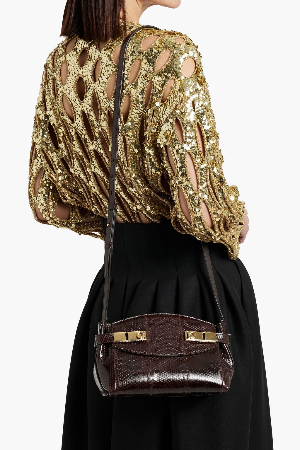 FERRAGAMO Hug lizard-effect leather shoulder bag