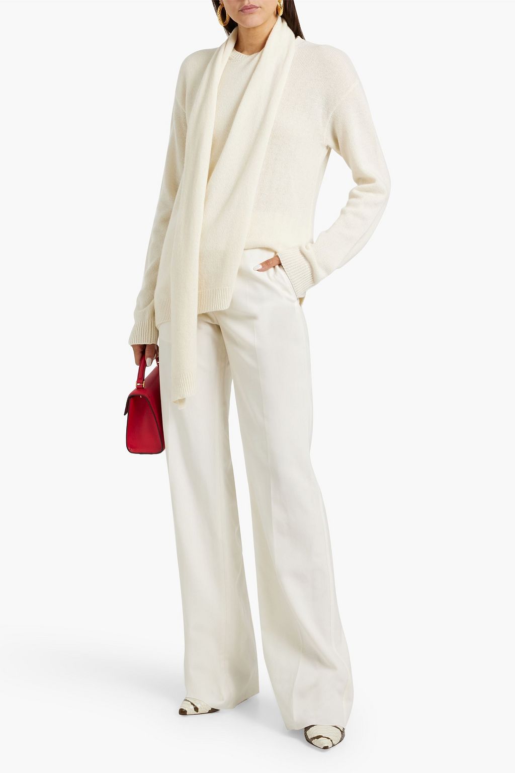 VALENTINO GARAVANI Draped cashmere and wool-blend sweater