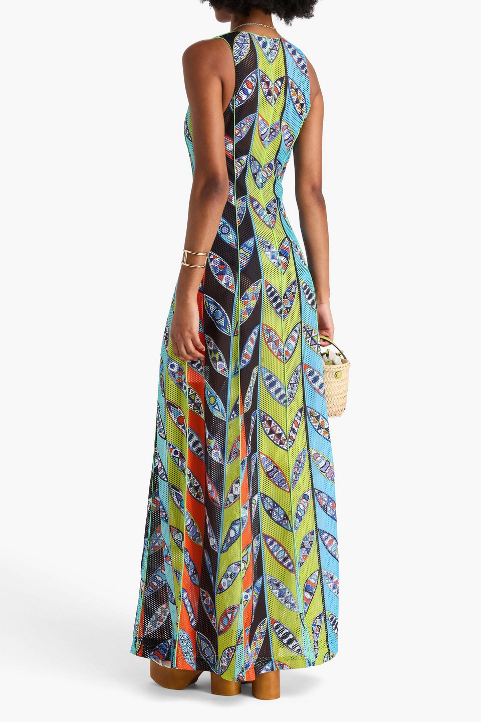 Pucci Printed Mesh Maxi Dress In Multi
