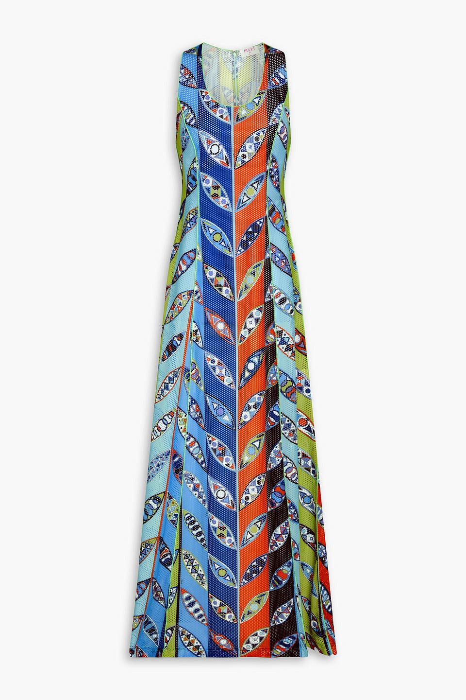 Pucci Printed Mesh Maxi Dress In Multi