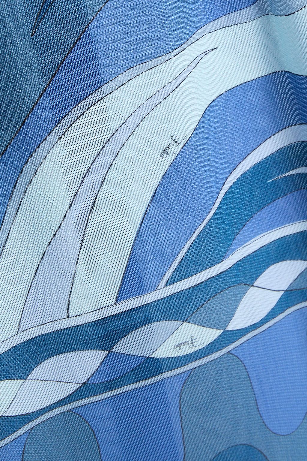 PUCCI ストレッチメッシュ マキシワンピース カットアウト プリント入り
