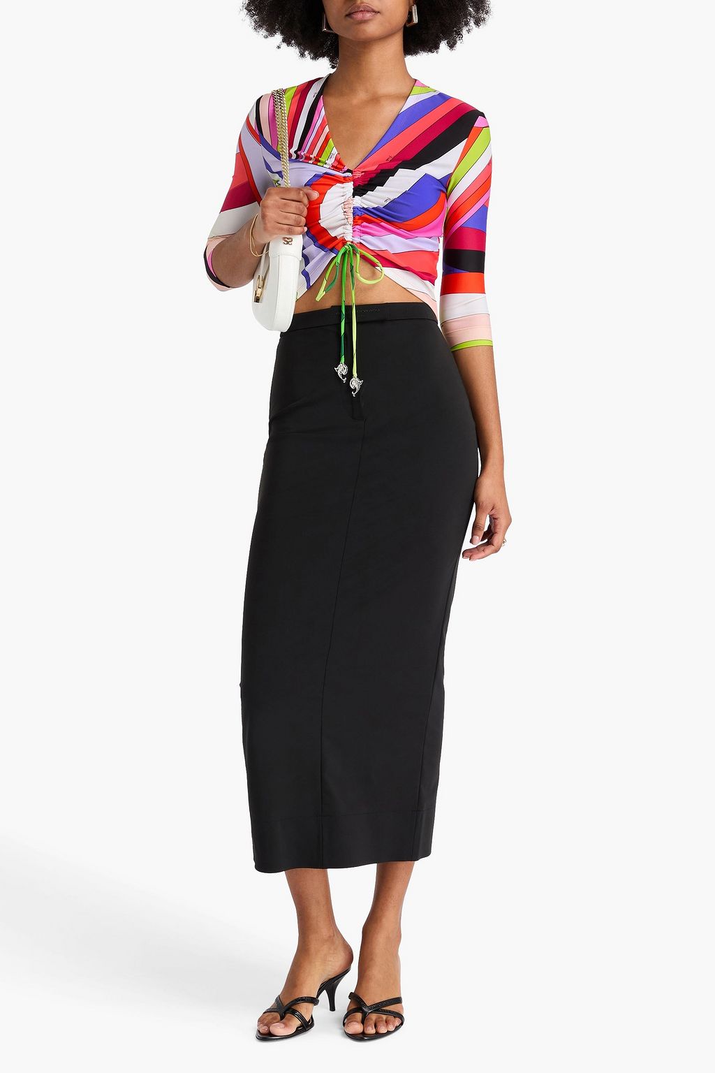 PUCCI Gerafftes Cropped Oberteil aus Stretch-Jersey mit Print