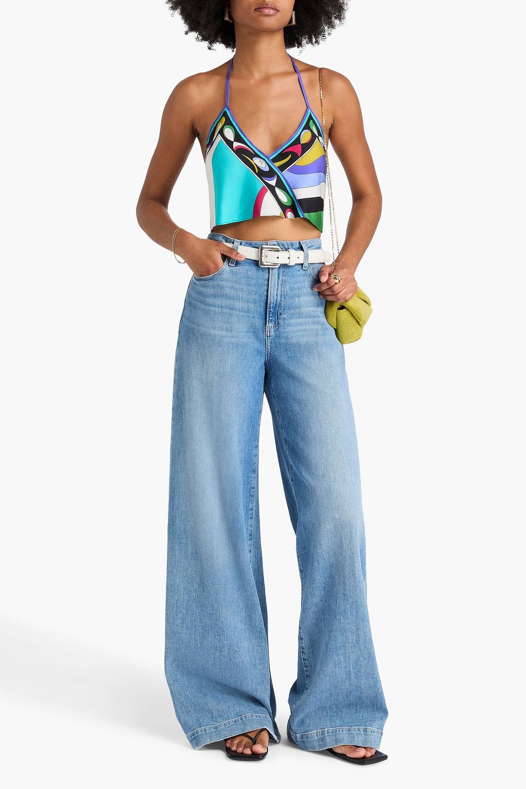 PUCCI Cropped Neckholder-Oberteil aus Seiden-Twill mit Print