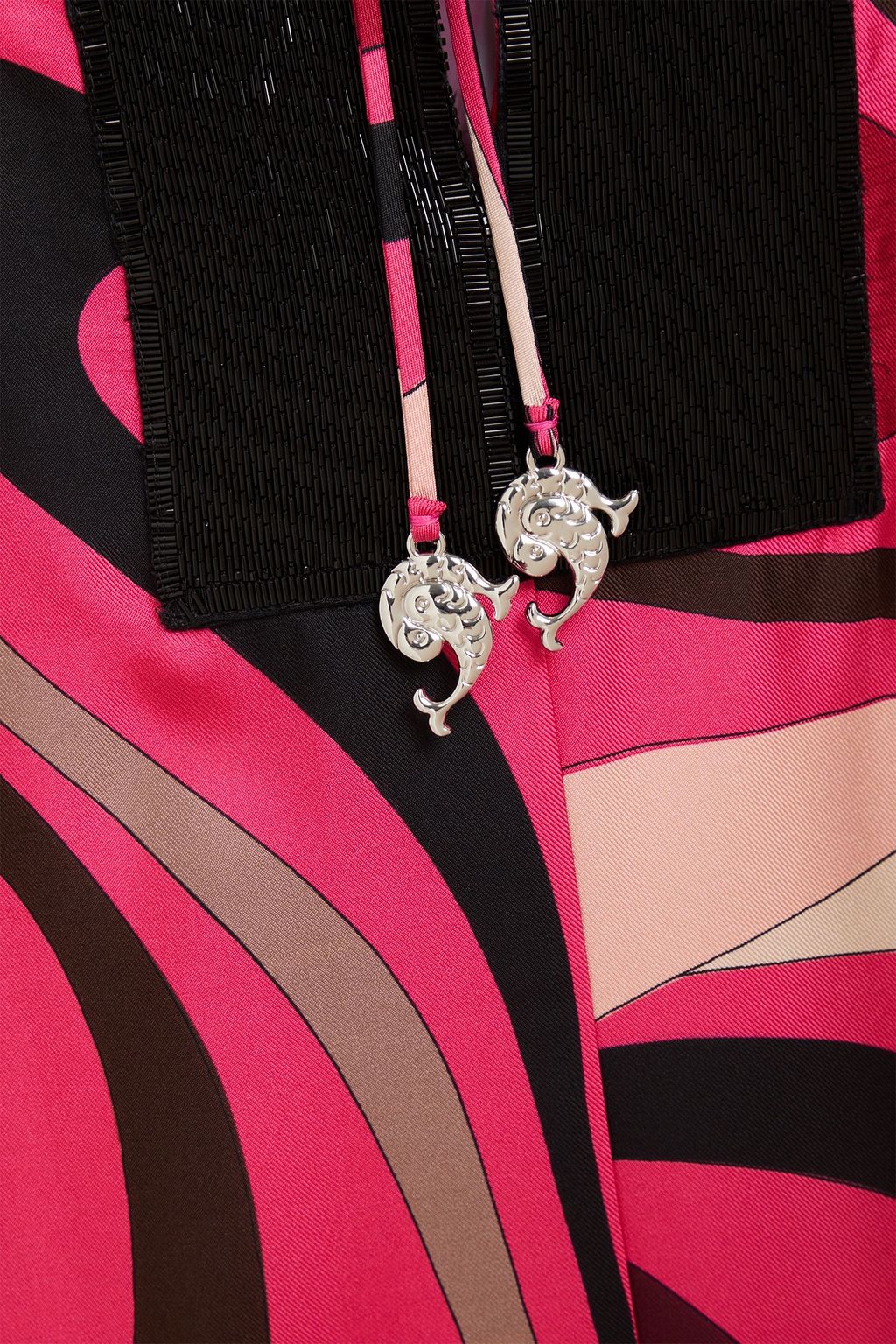 PUCCI Bead-embellished printed silk-twill kaftan