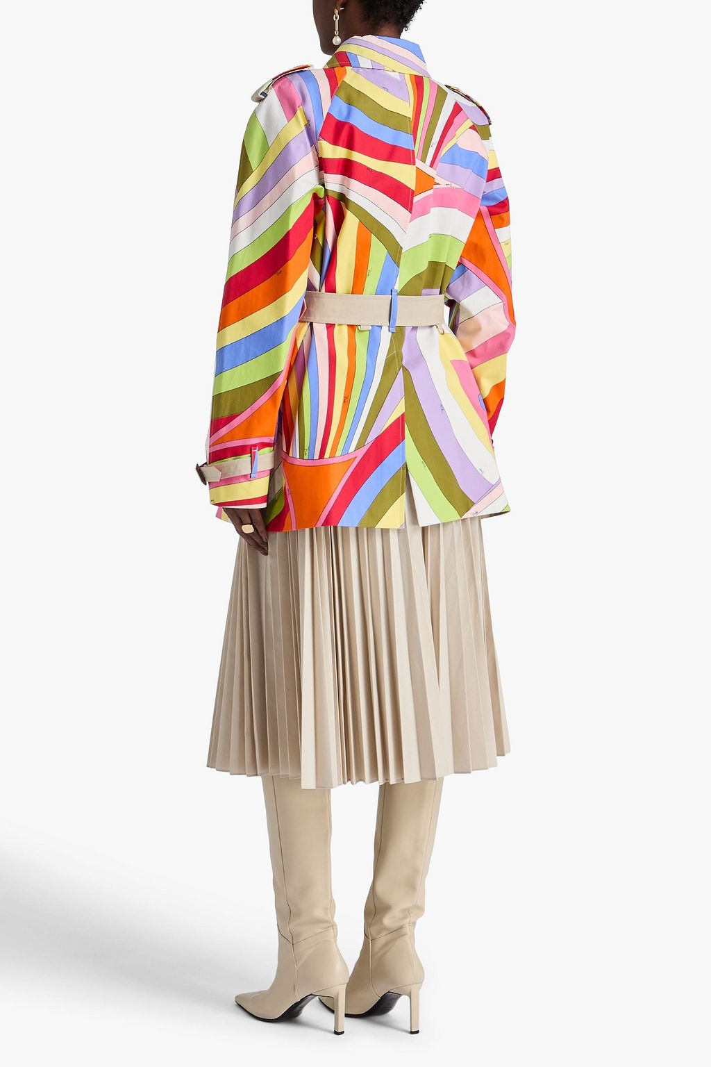 PUCCI Belted printed cotton-sateen trench coat
