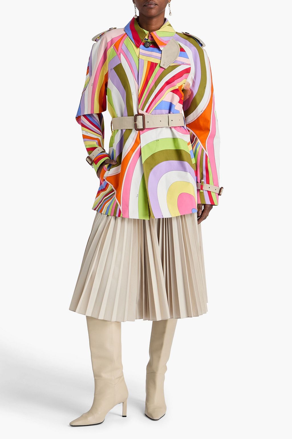 PUCCI Belted printed cotton-sateen trench coat