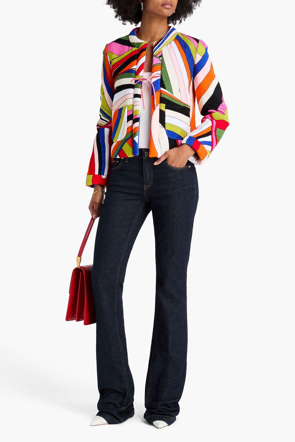 PUCCI Tie-front printed cotton-terry jacket