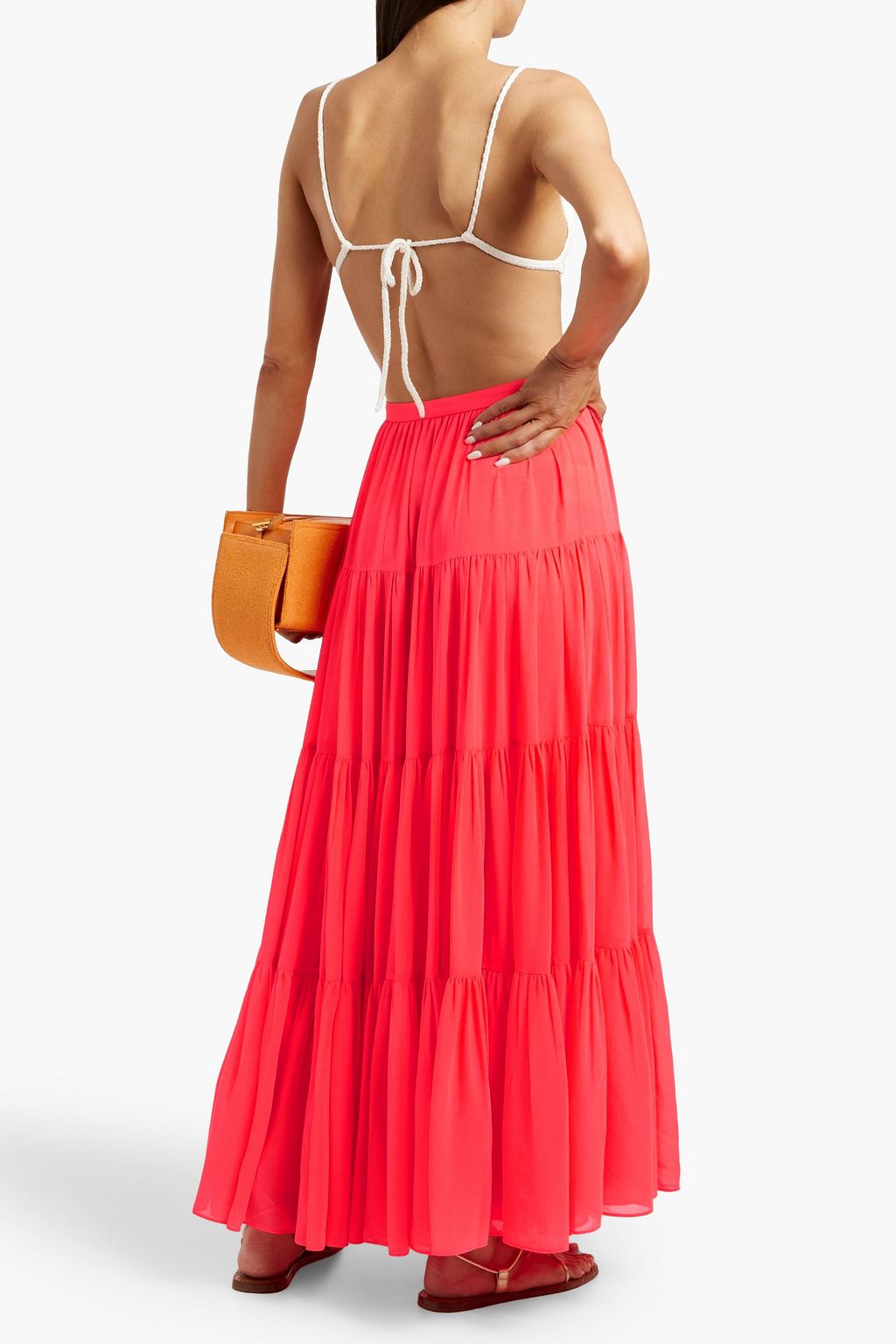 VALENTINO GARAVANI Tiered chiffon maxi skirt