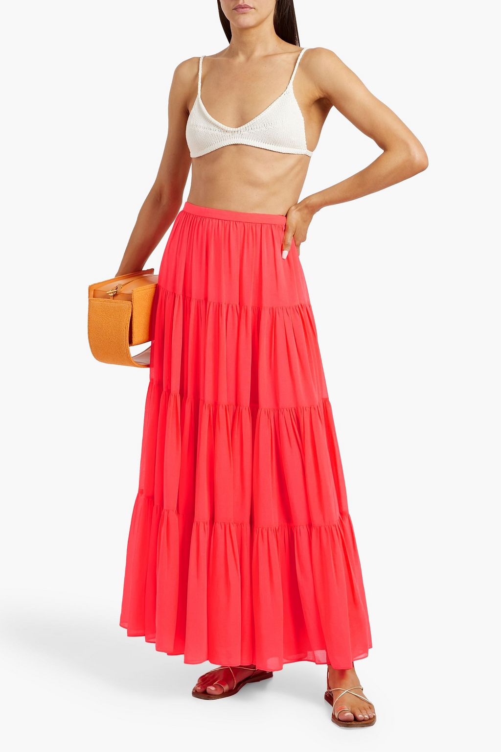 VALENTINO GARAVANI Tiered chiffon maxi skirt