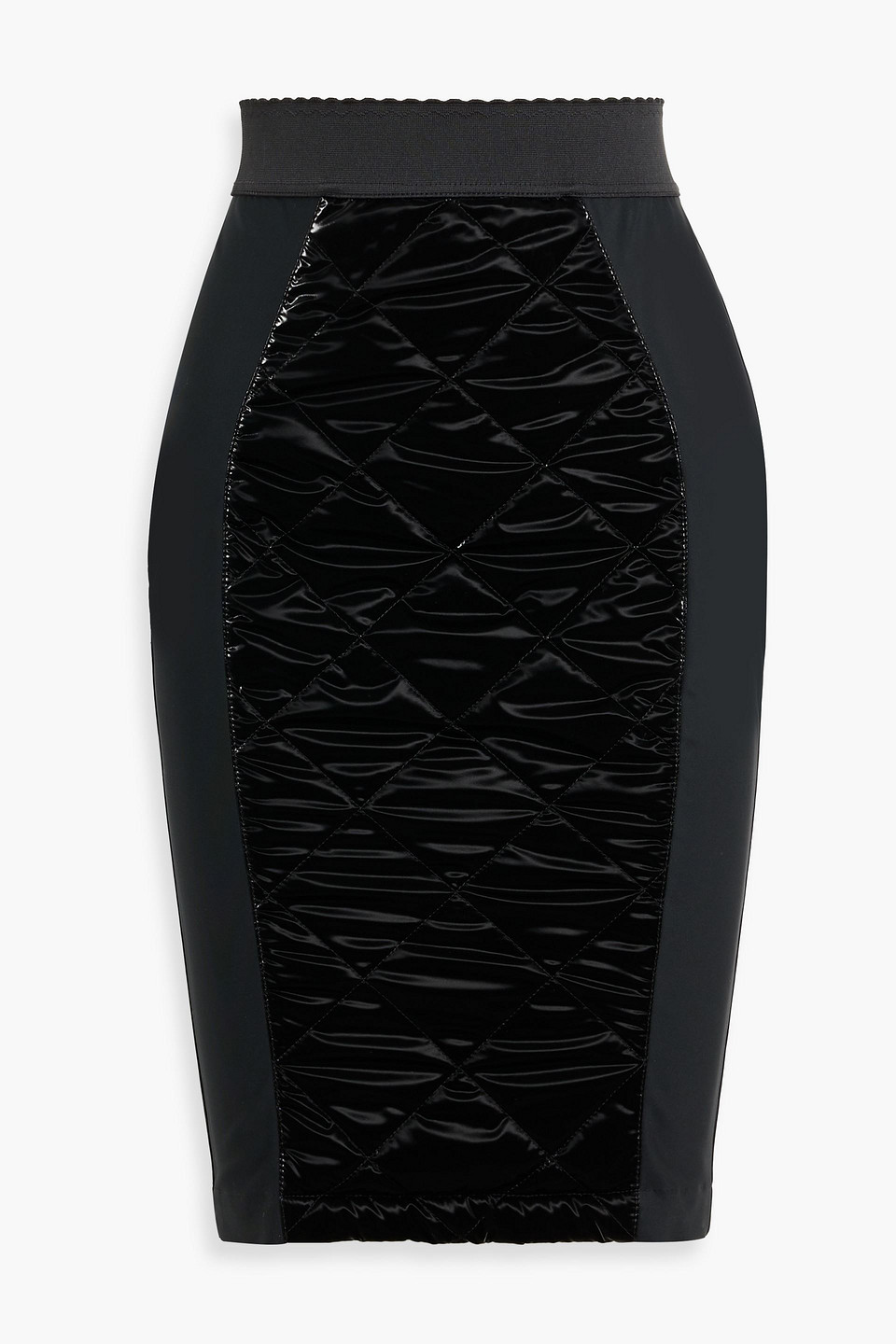 Dolce & Gabbana Quilted Satin-paneled Crepe Pencil Skirt