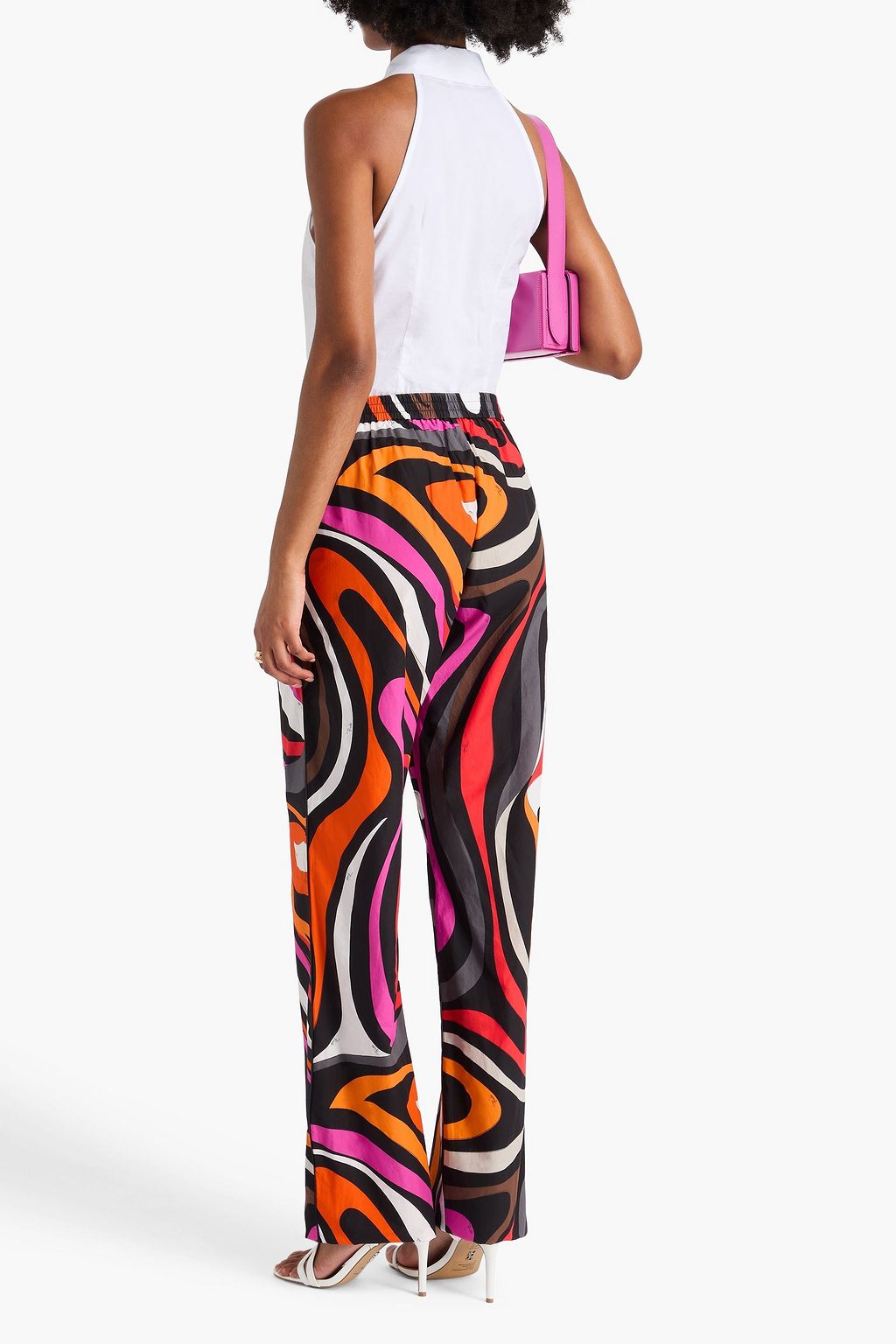 PUCCI بنطال بأرجل مستقيمة من قطن بوبلين بطبعات