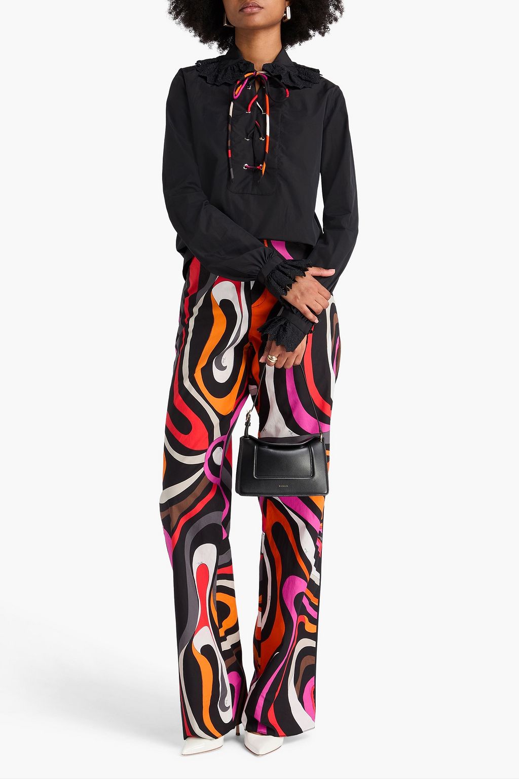 PUCCI Bluse aus Taft mit Lochstickerei-Besatz