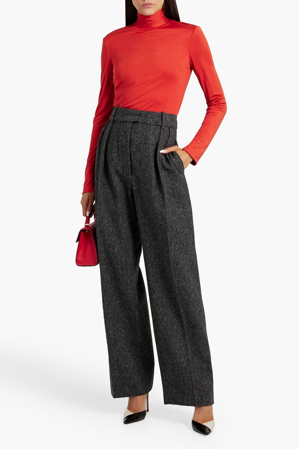 VALENTINO GARAVANI Wool-tweed wide-leg pants