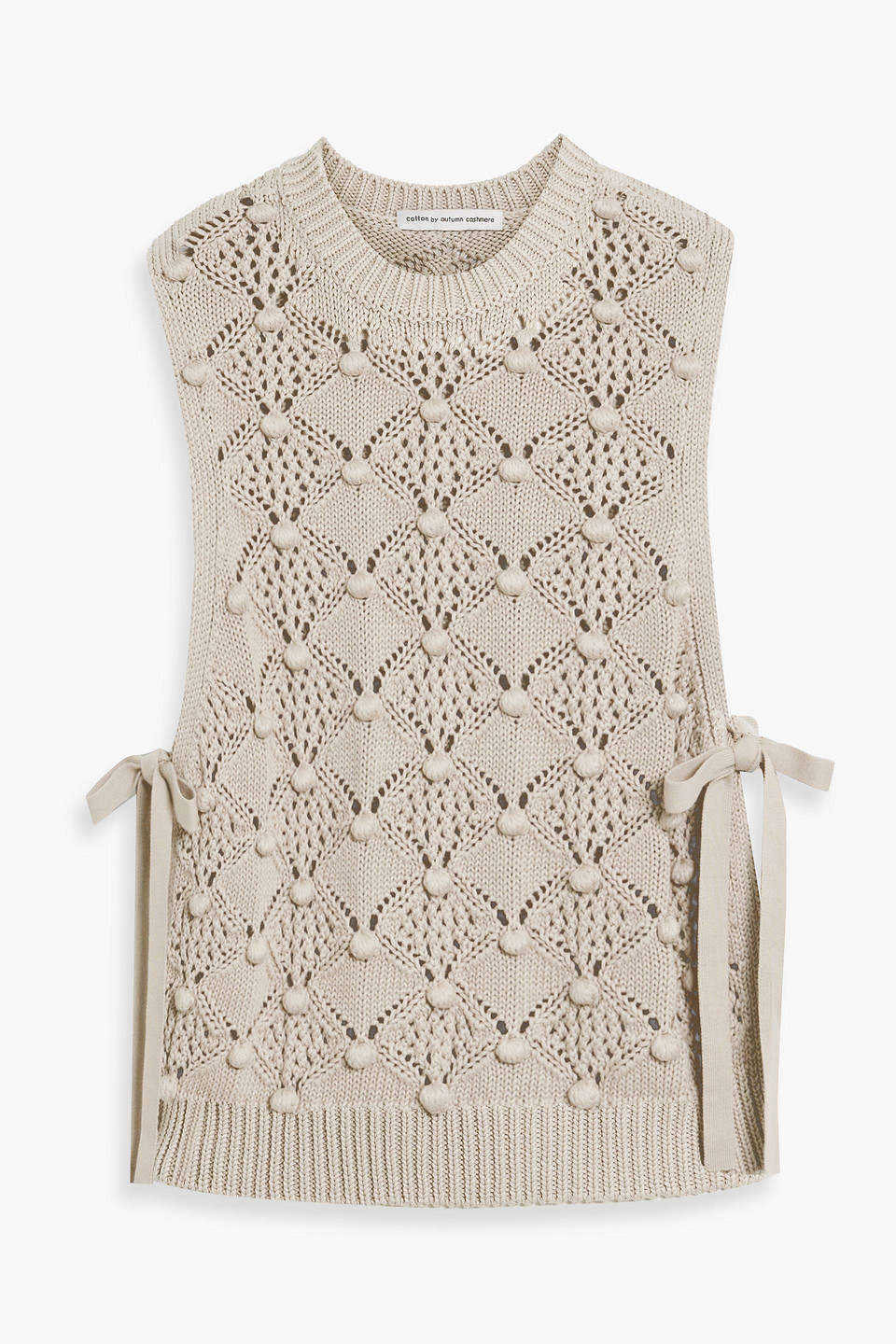 Cotton By Autumn Cashmere Embellished Pointelle-knit Cotton Vest In Neutral