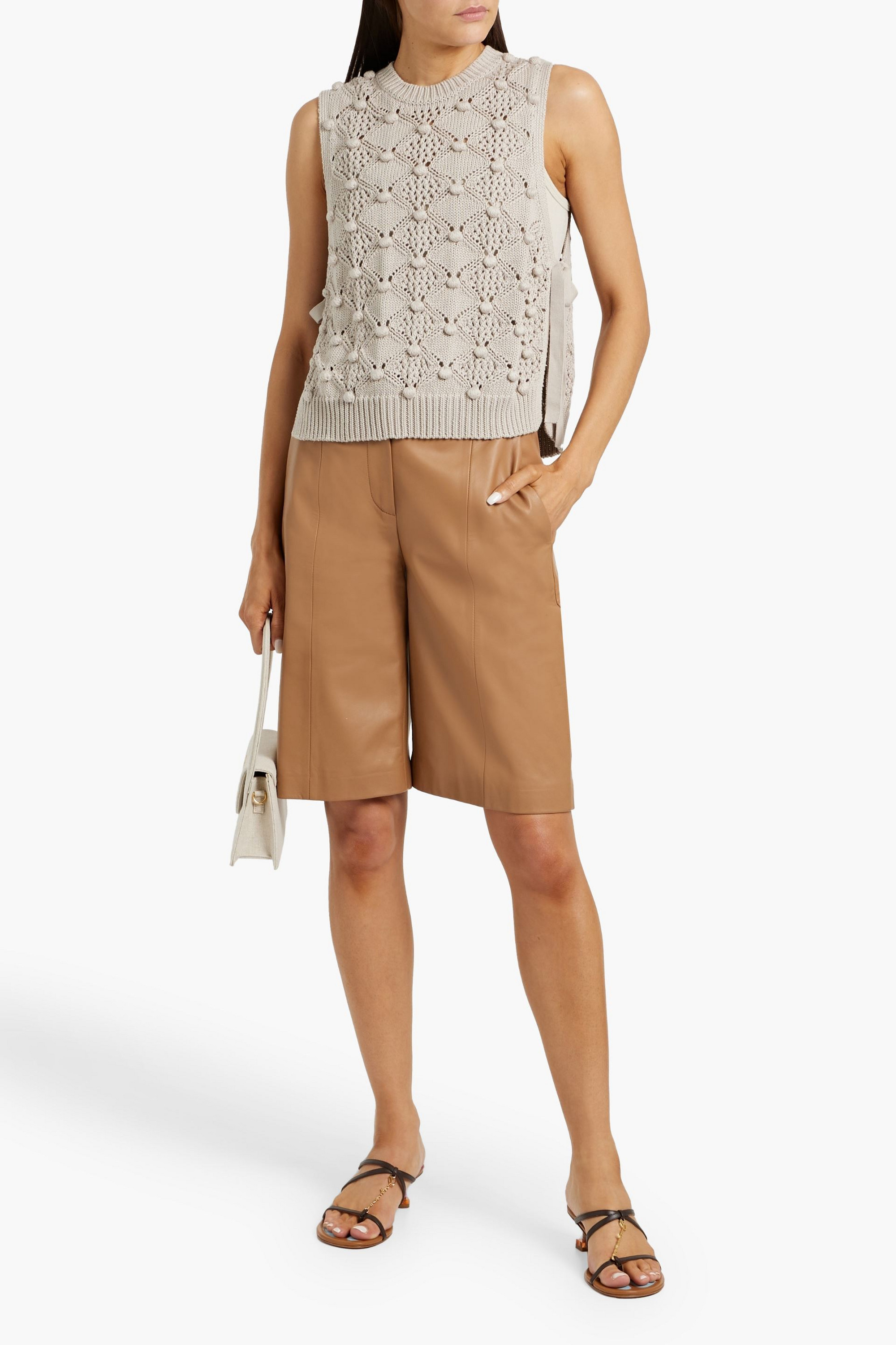 COTTON BY AUTUMN CASHMERE Embellished pointelle-knit cotton vest