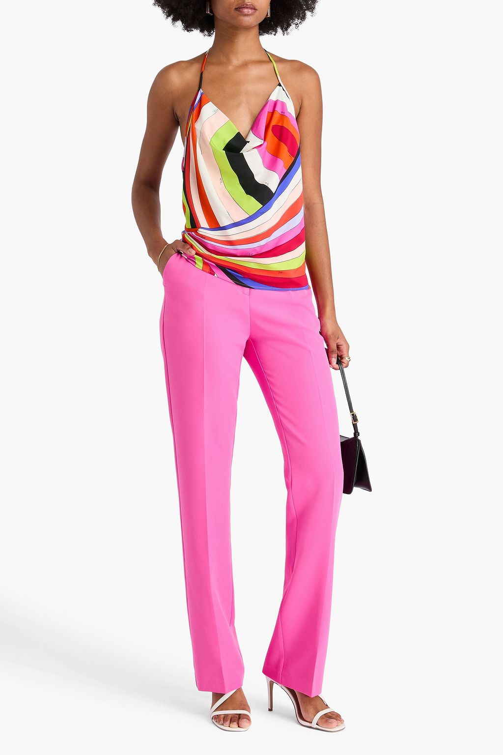 PUCCI Draped printed stretch-jersey halterneck top