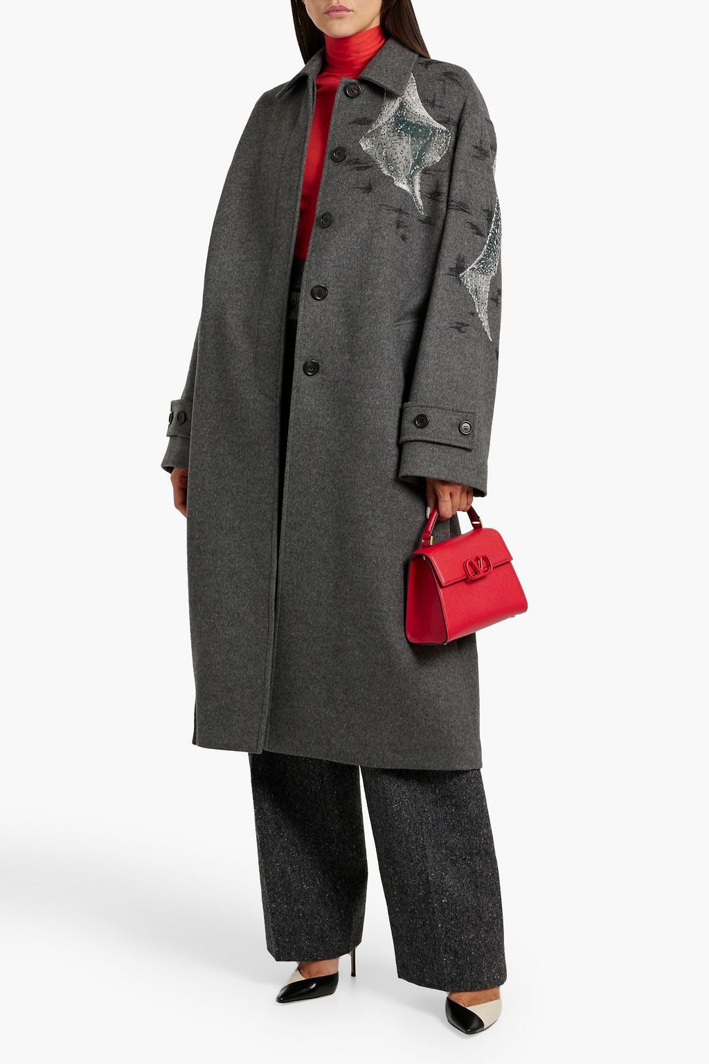 VALENTINO GARAVANI Embroidered wool and cashmere-blend coat