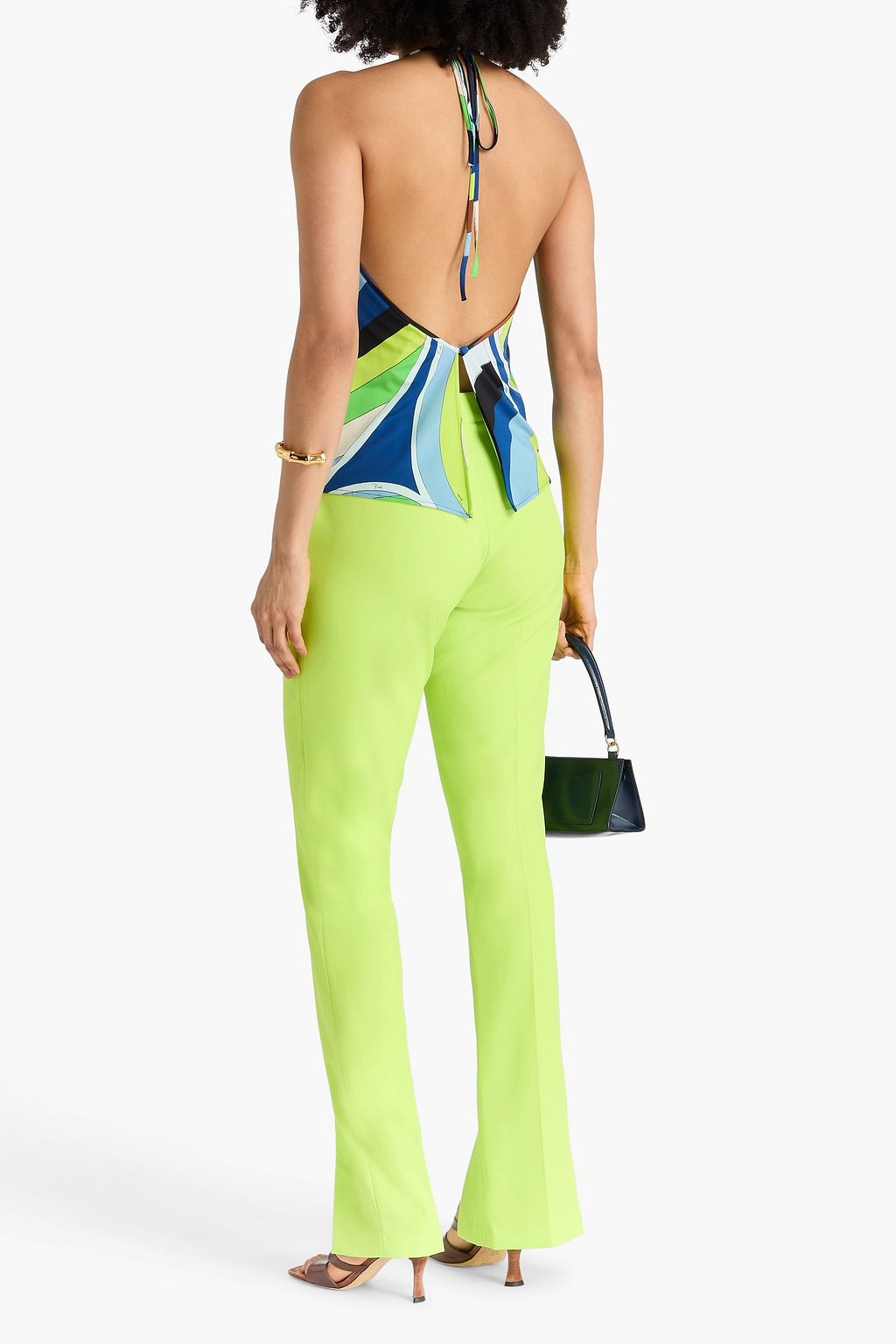 PUCCI Draped printed stretch-jersey halterneck top