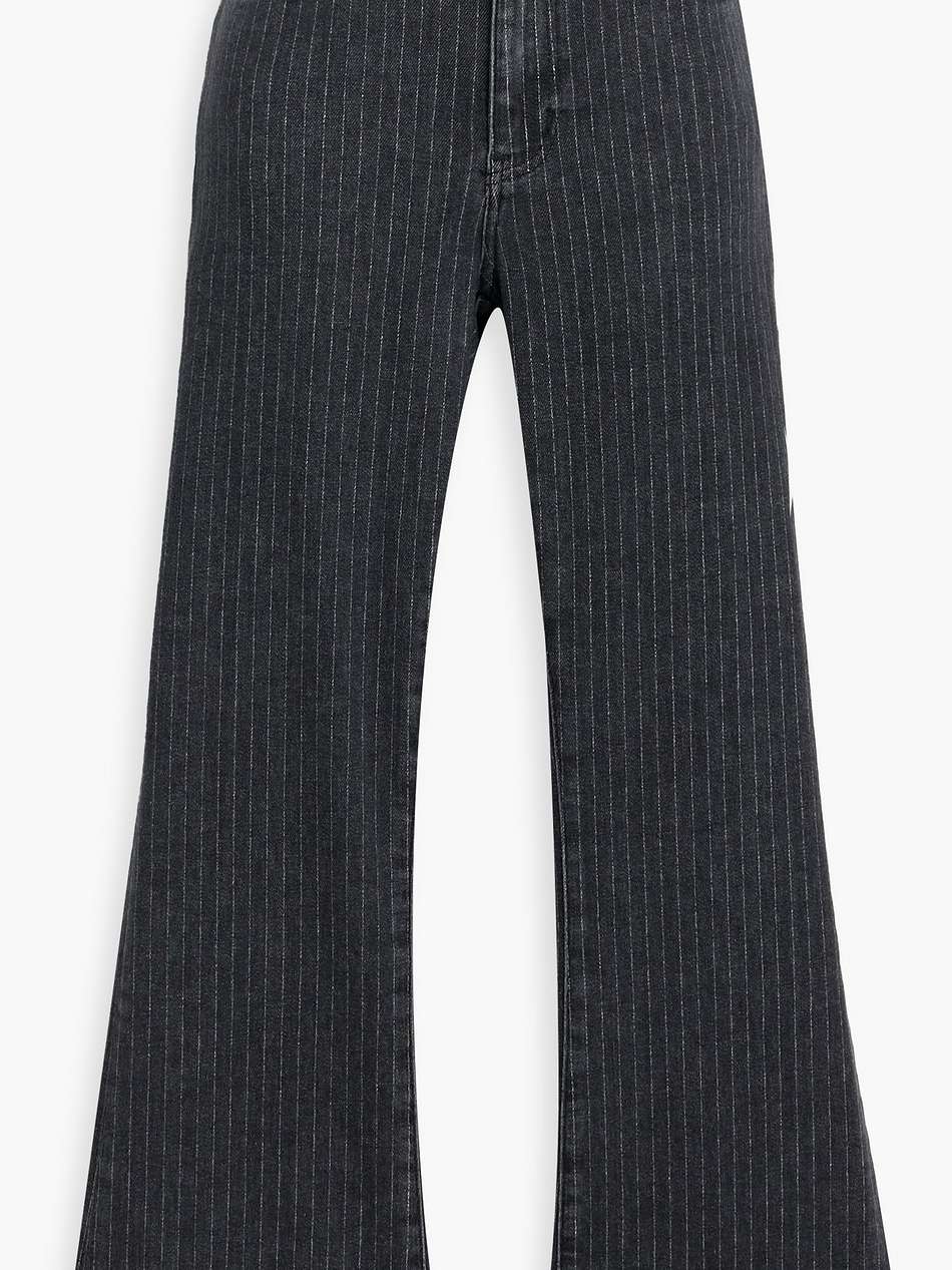 le crop mini boot cropped pinstriped high-rise bootcut jeans