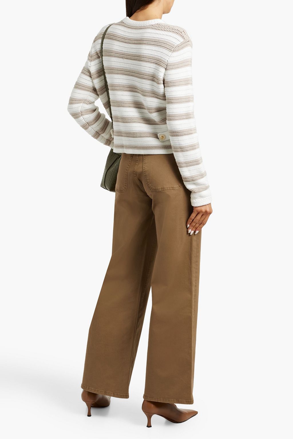 FRAME Stretch-cotton twill wide-leg pants