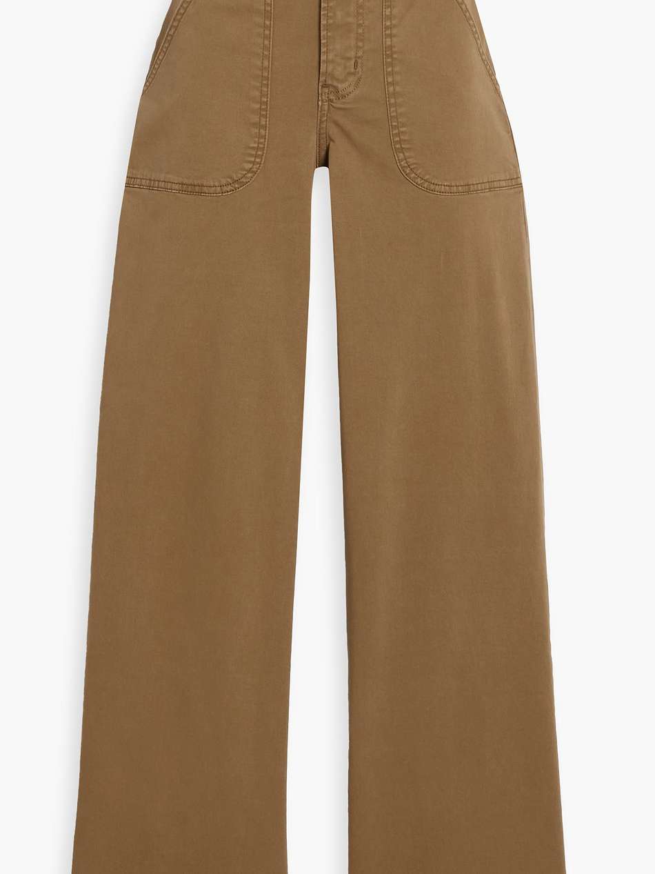 stretch-cotton twill wide-leg pants