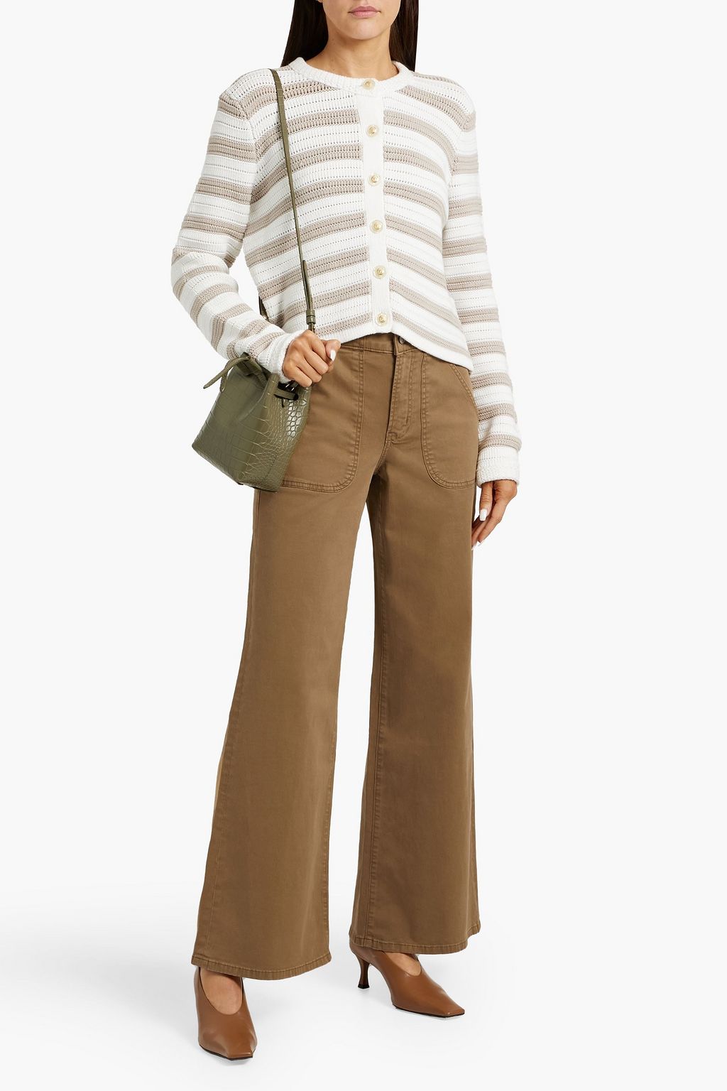 FRAME Stretch-cotton twill wide-leg pants
