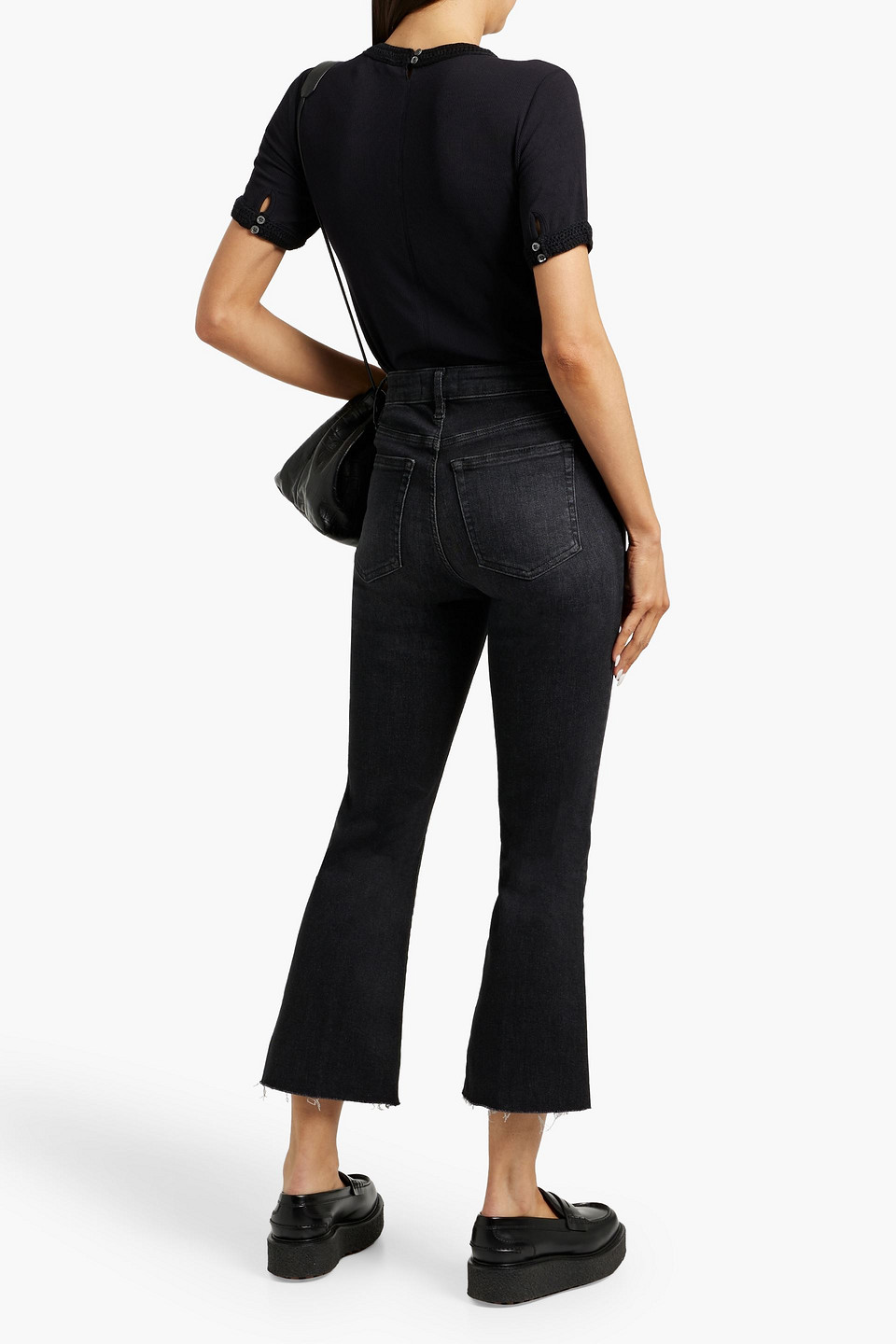 Frame Le Crop Mini Boot Cropped High-rise Bootcut Jeans In Black