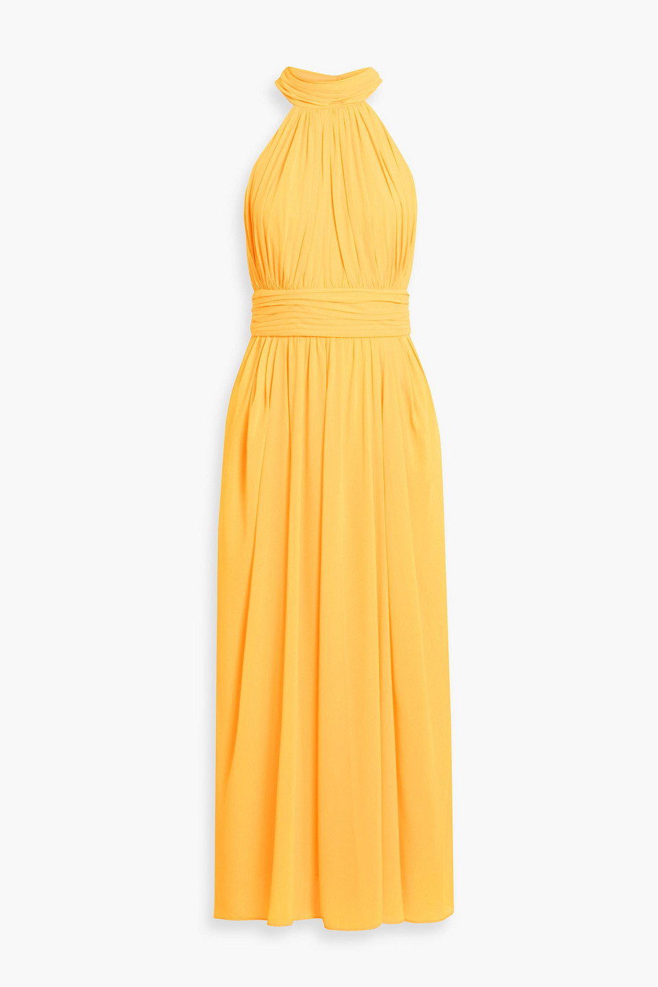 Draped cutout chiffon maxi dress