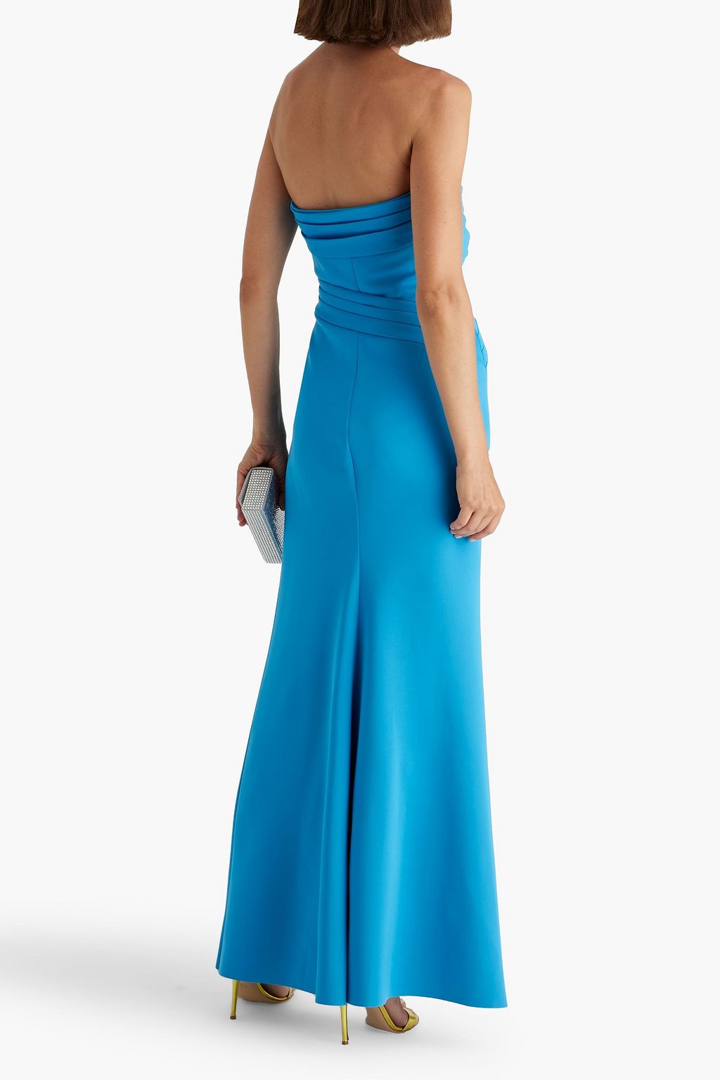 BADGLEY MISCHKA Strapless pleated ponte maxi dress