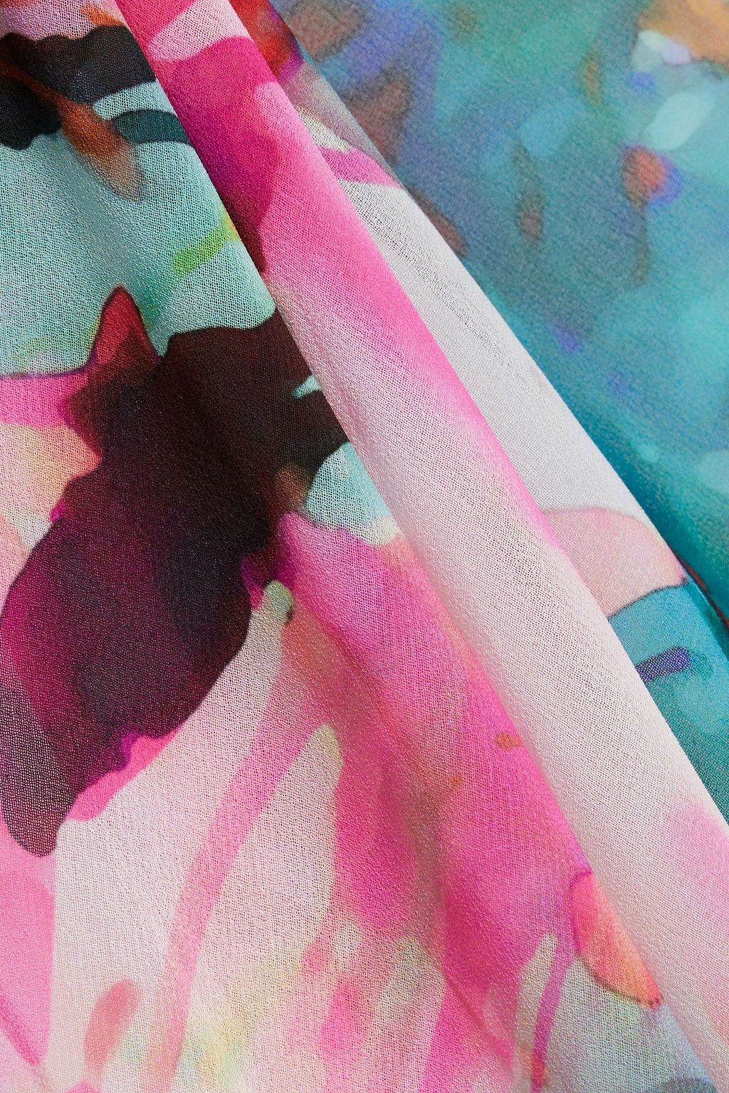 BADGLEY MISCHKA Gathered printed chiffon maxi dress
