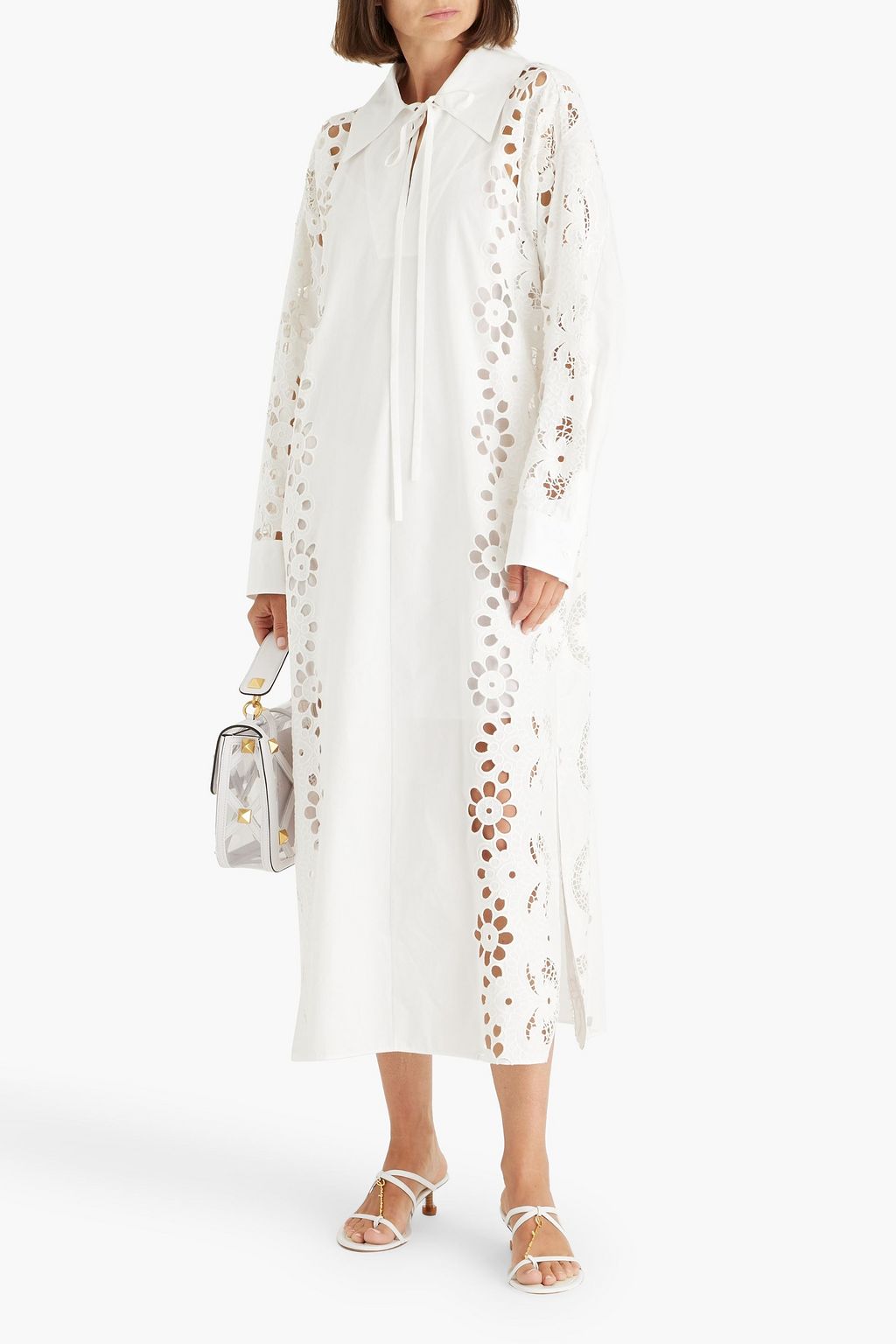 VALENTINO GARAVANI Broderie anglaise cotton midi shirt dress