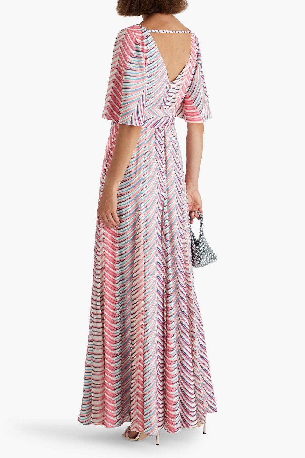 BADGLEY MISCHKA Printed crepe de chine maxi dress