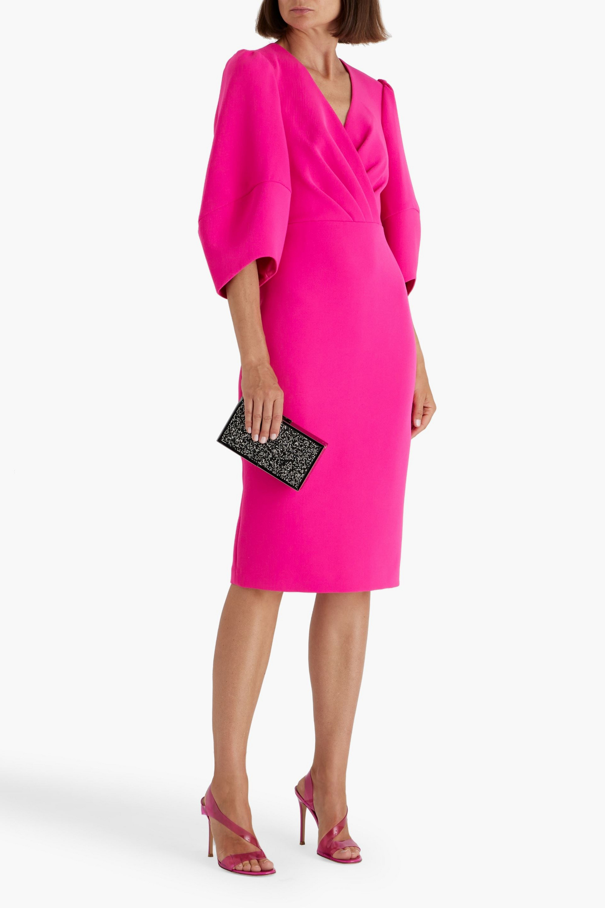 Badgley Mischka Draped crepe midi dress