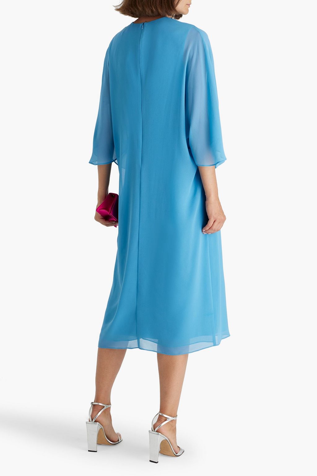 BADGLEY MISCHKA Draped embellished chiffon midi dress