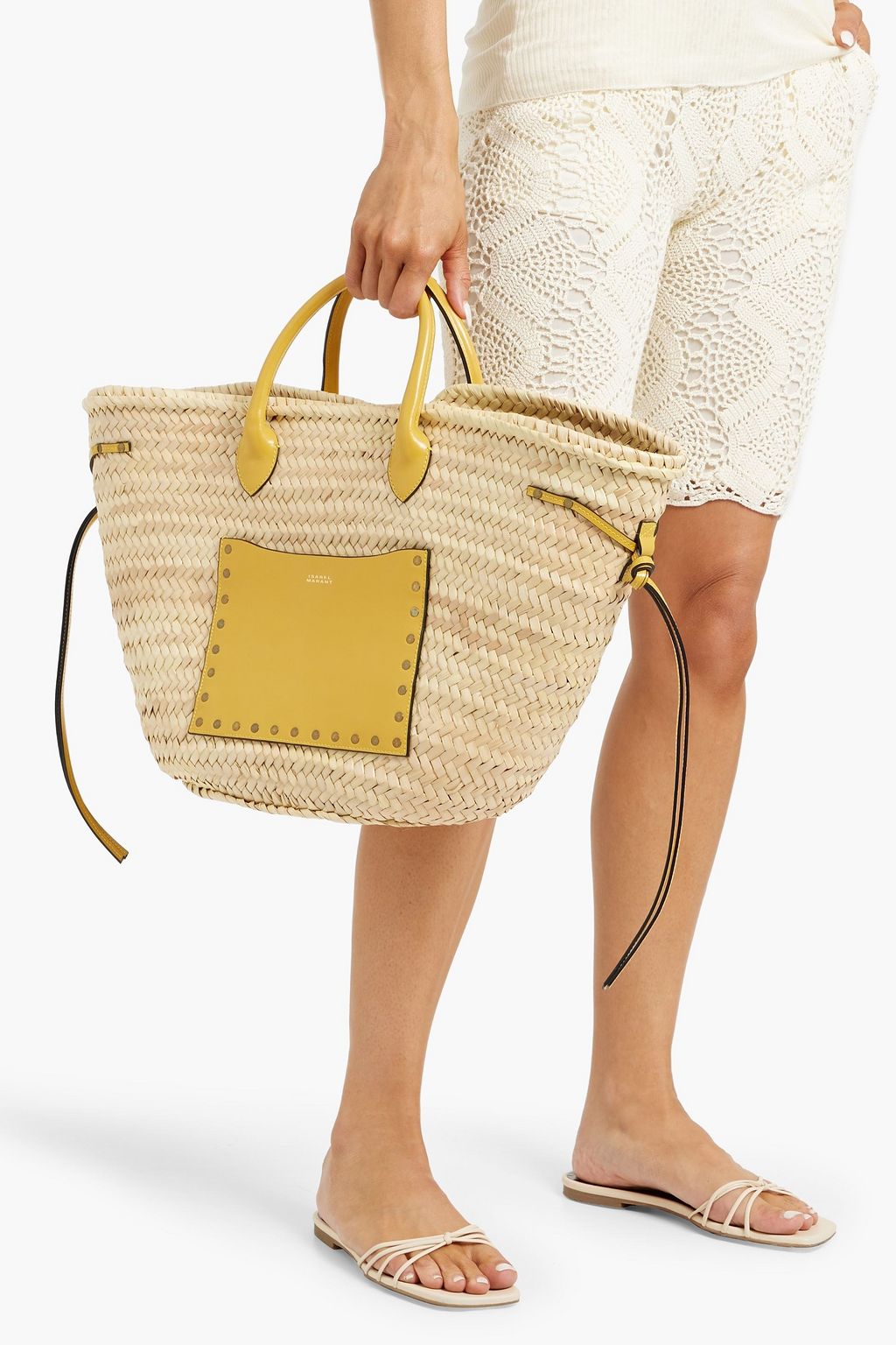 ISABEL MARANT Cadix leather-trimmed straw tote