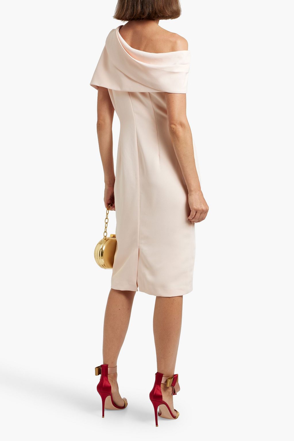 BADGLEY MISCHKA One-shoulder draped crepe dress