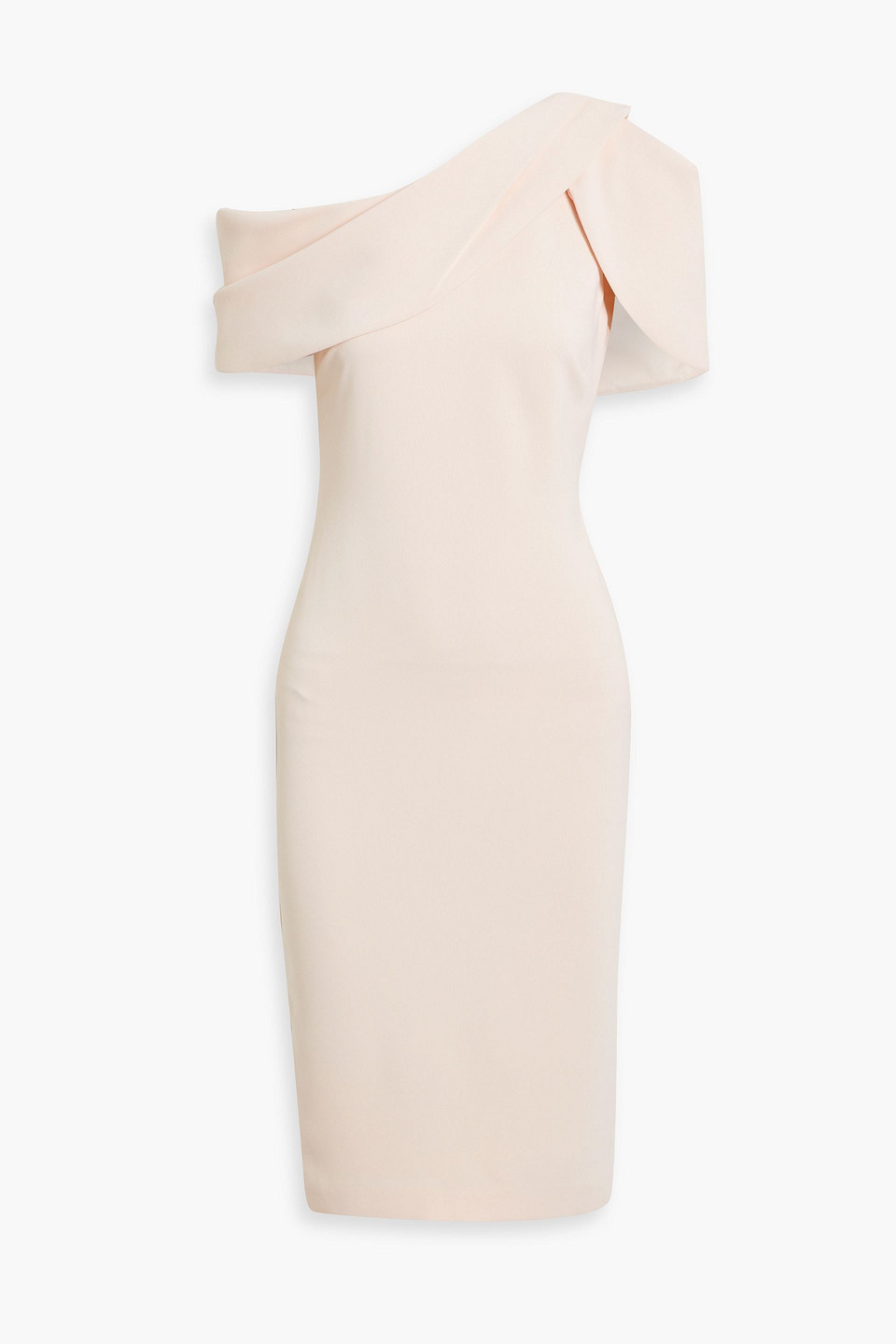 One-shoulder draped crepe dress