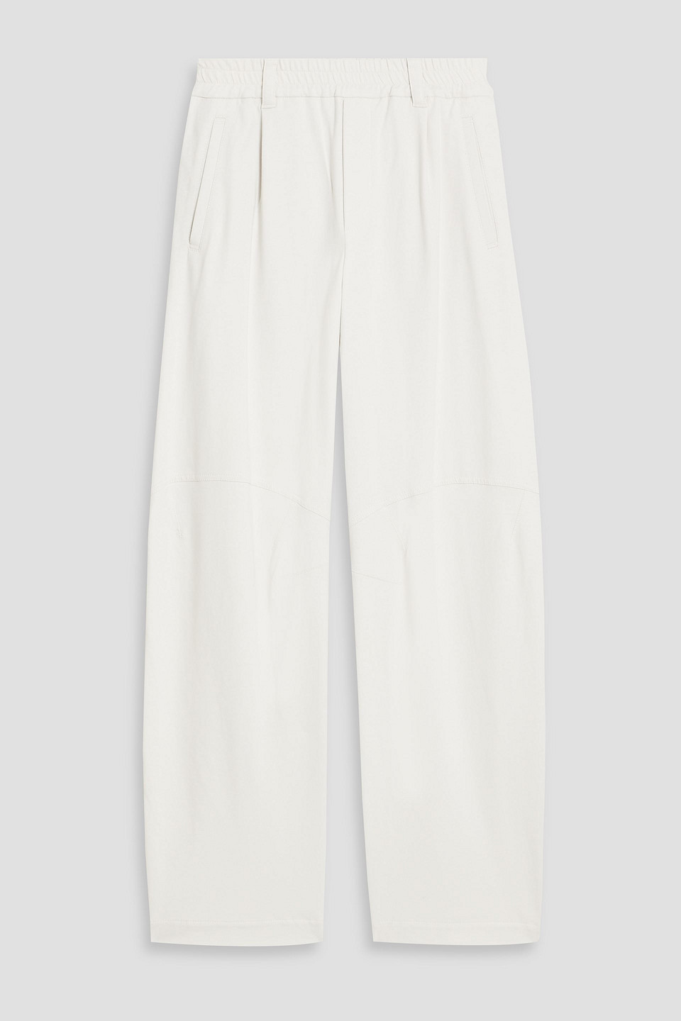 Brunello Cucinelli Bead-embellished French Cotton-blend Terry Wide-leg Pants In White