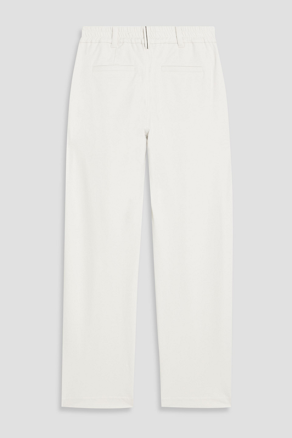 Brunello Cucinelli Bead-embellished French Cotton-blend Terry Wide-leg Pants In White