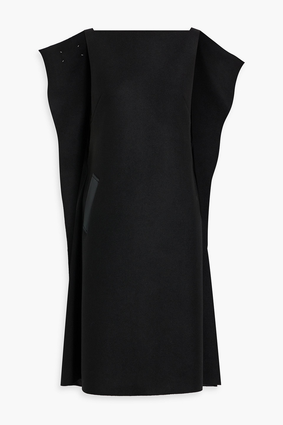 Maison Margiela Draped Satin-paneled Wool-felt Midi Dress In Black
