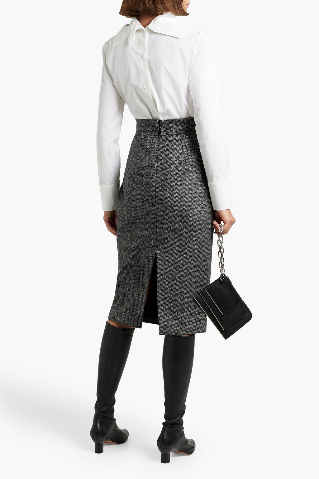 MAISON MARGIELA Herringbone wool-tweed midi skirt