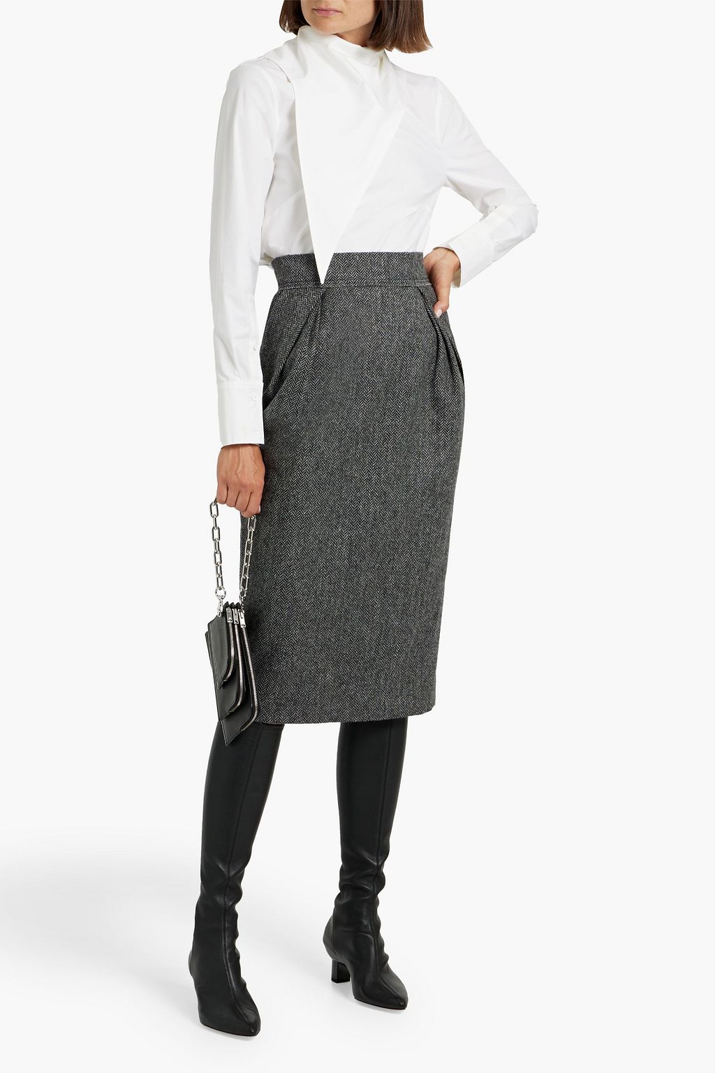 MAISON MARGIELA Herringbone wool-tweed midi skirt