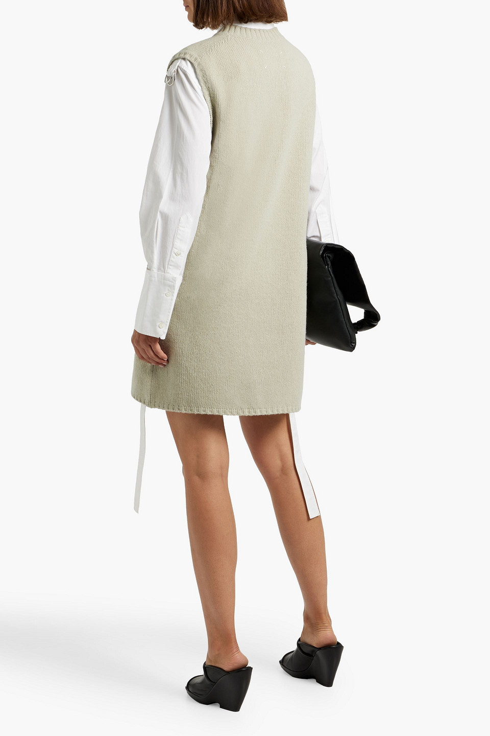 Maison Margiela Wool Knit Sweater Dress In Neutral