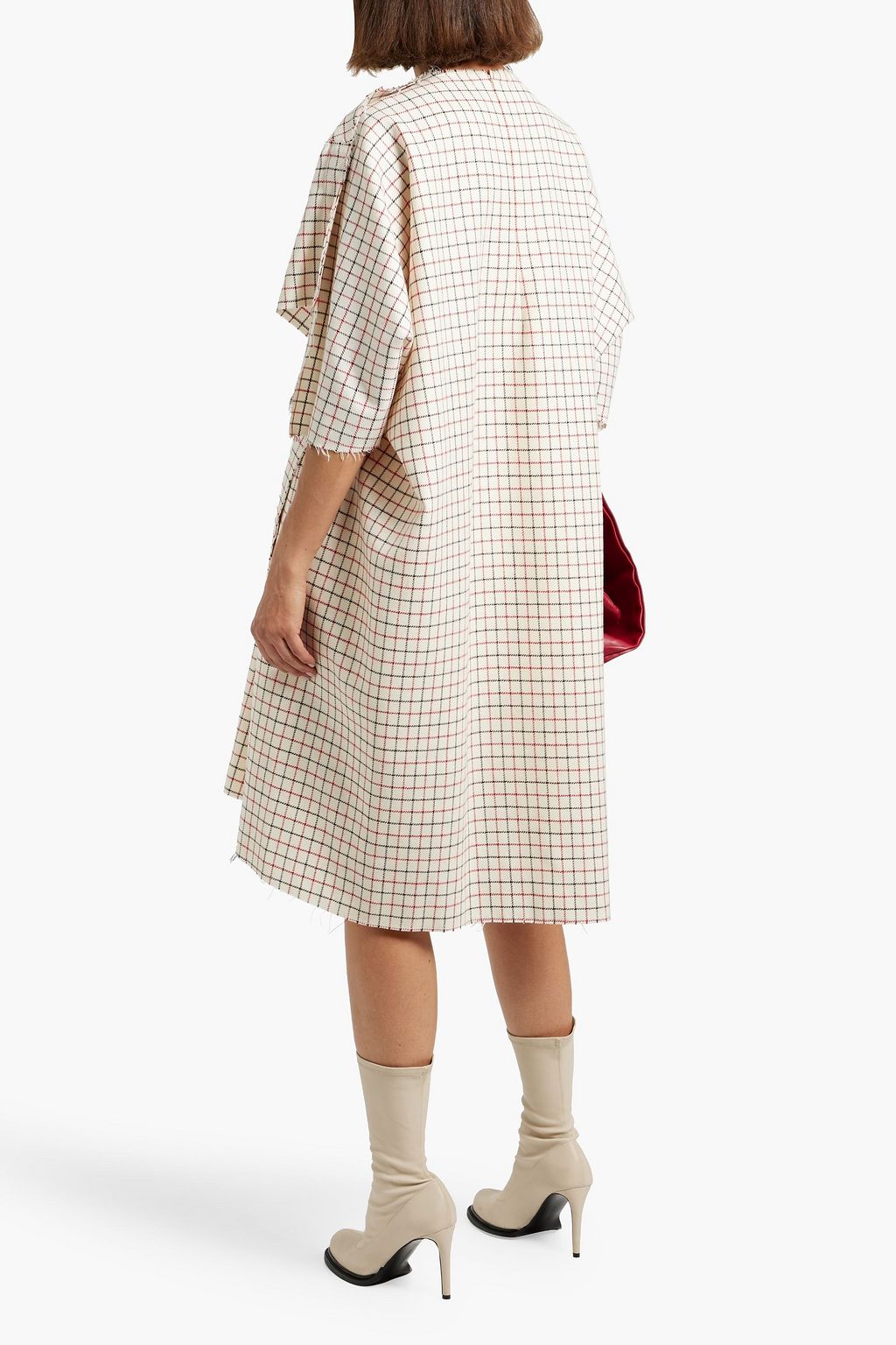 MAISON MARGIELA Frayed checked wool-tweed midi dress