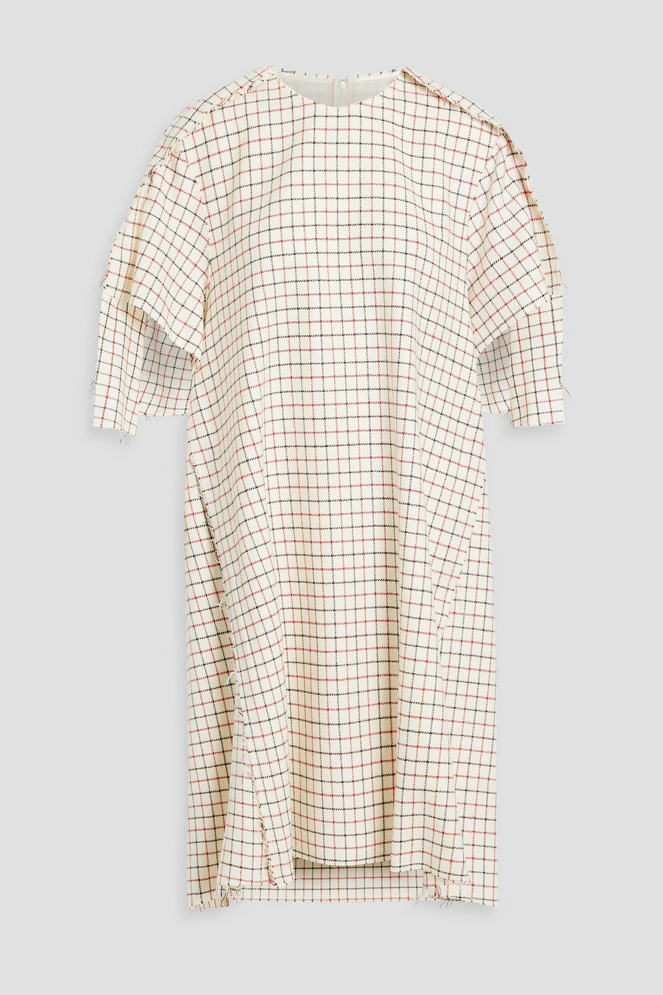 Maison Margiela Frayed Checked Wool-tweed Midi Dress In Neutral