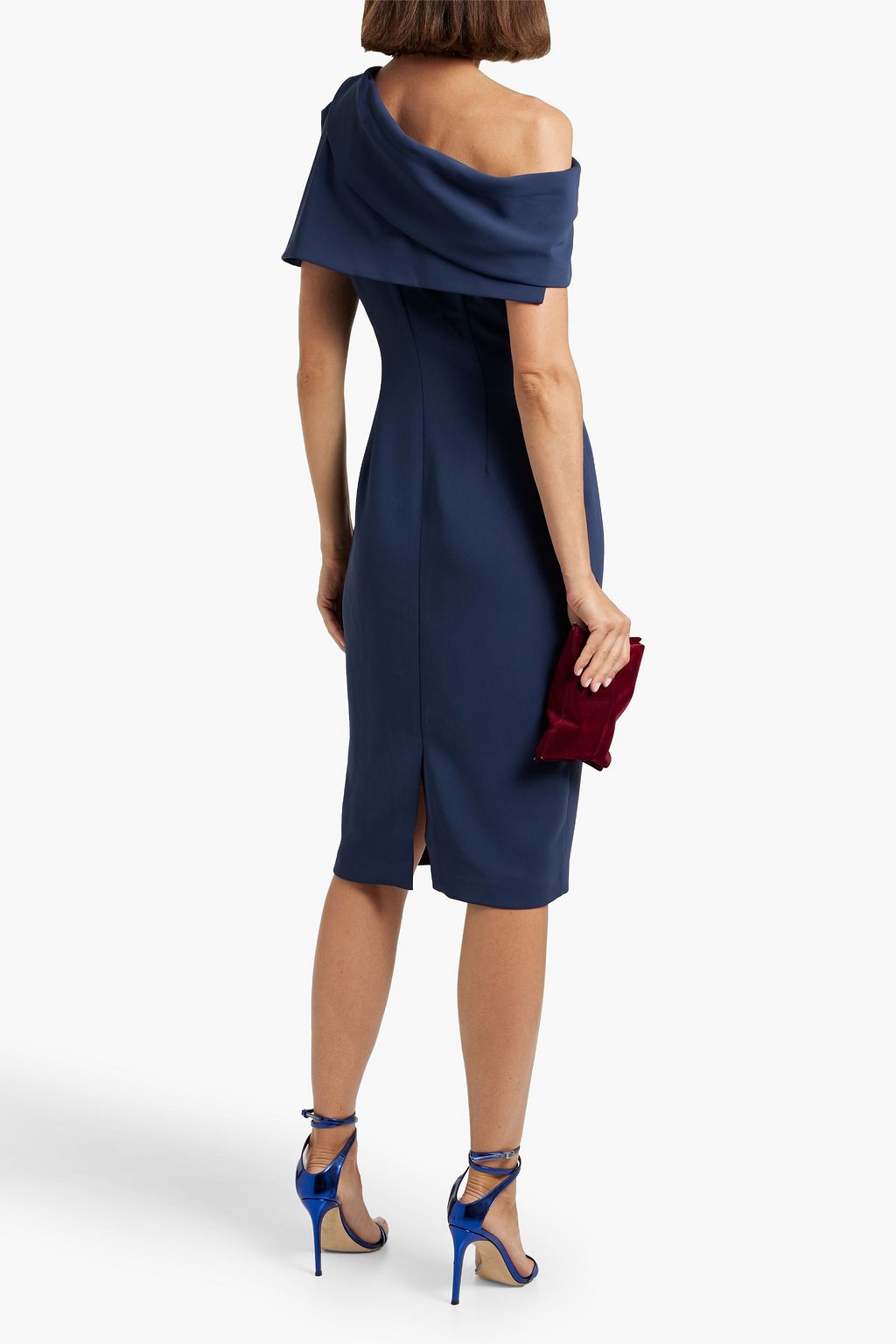 BADGLEY MISCHKA One-shoulder draped crepe dress