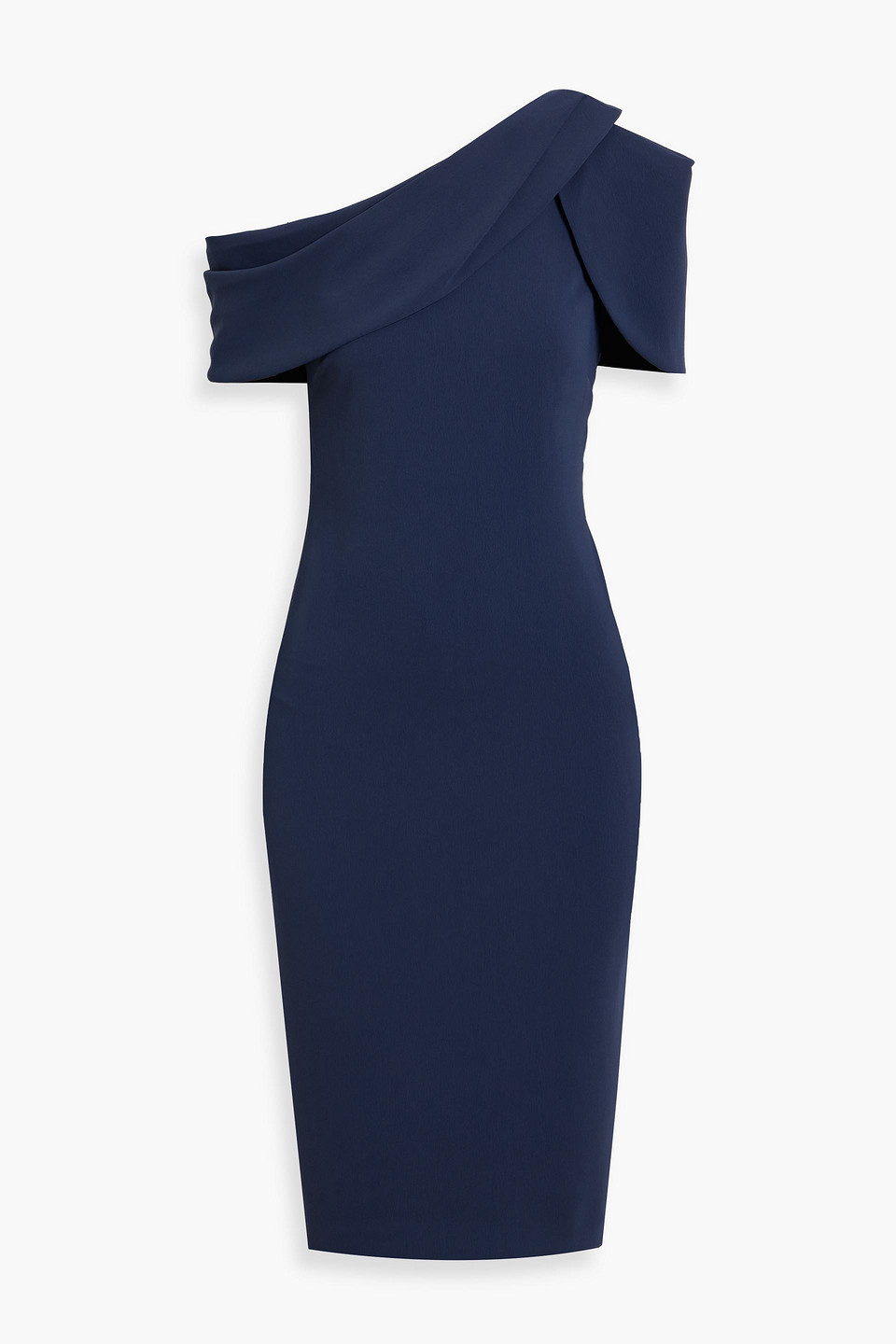 One-shoulder draped crepe dress