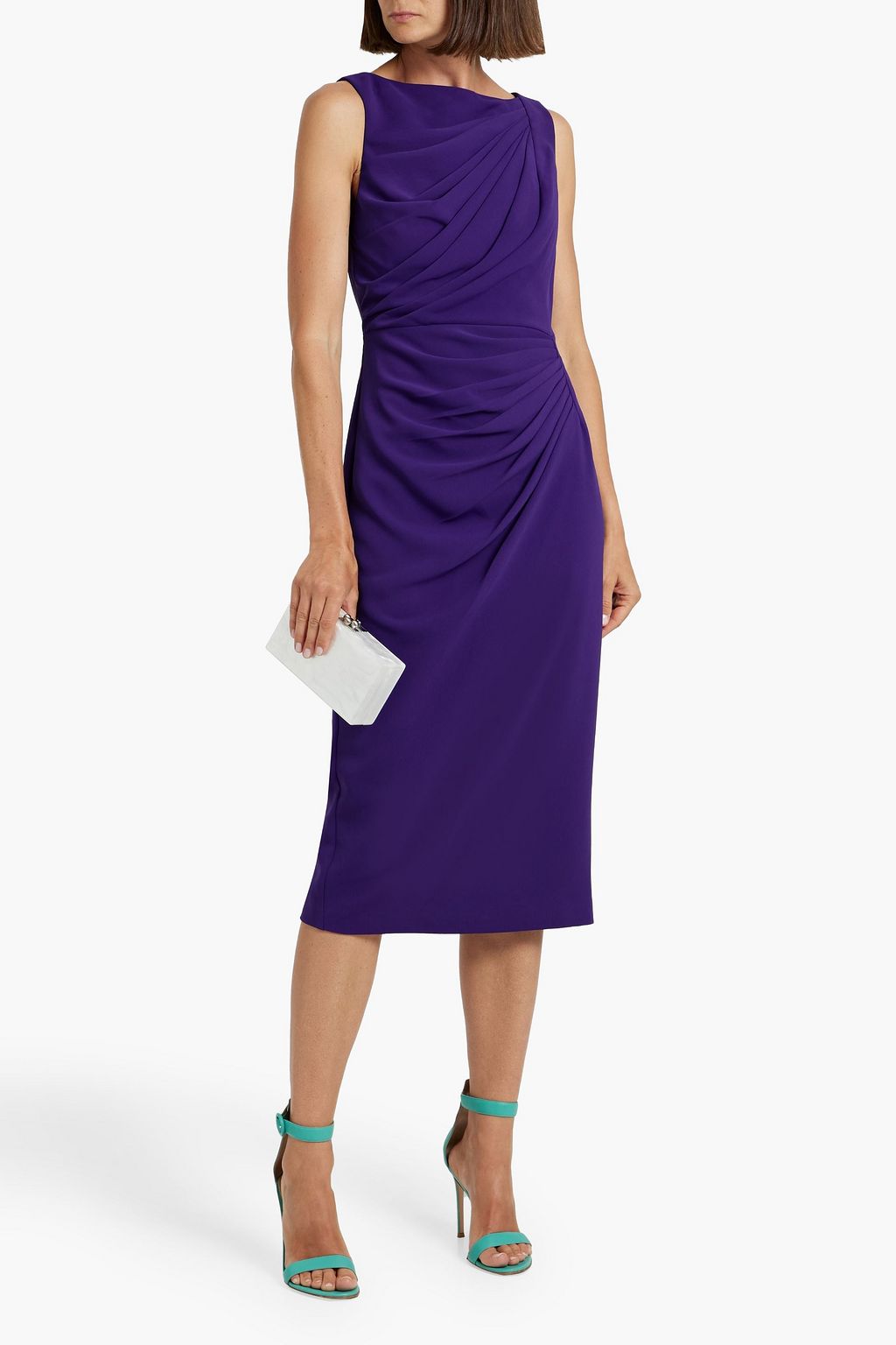 BADGLEY MISCHKA Draped crepe midi dress