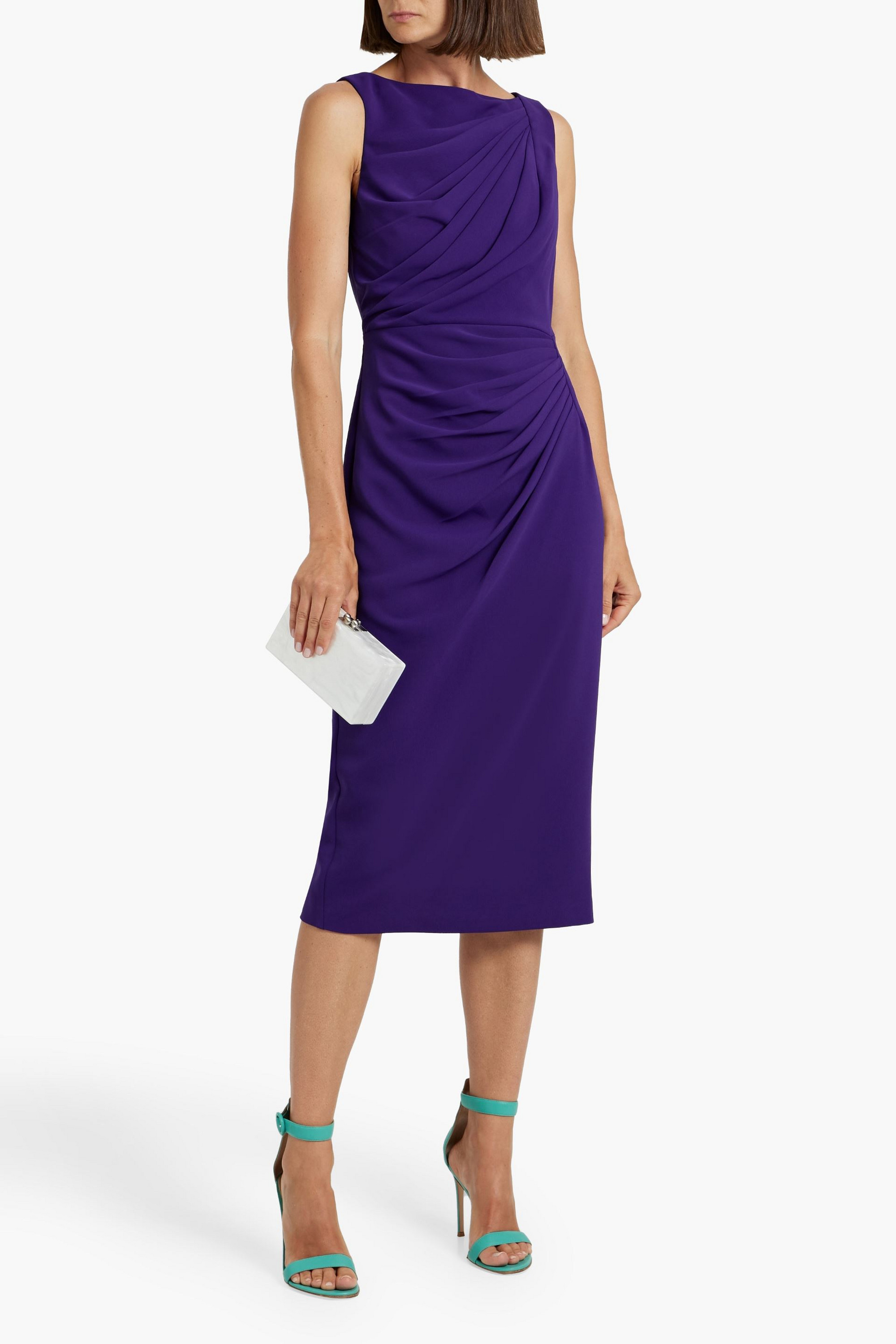 Badgley Mischka Draped crepe midi dress