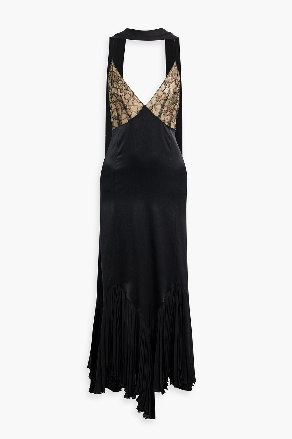 Khaite Candita Silk-chiffon, Satin And Lace Maxi Dress